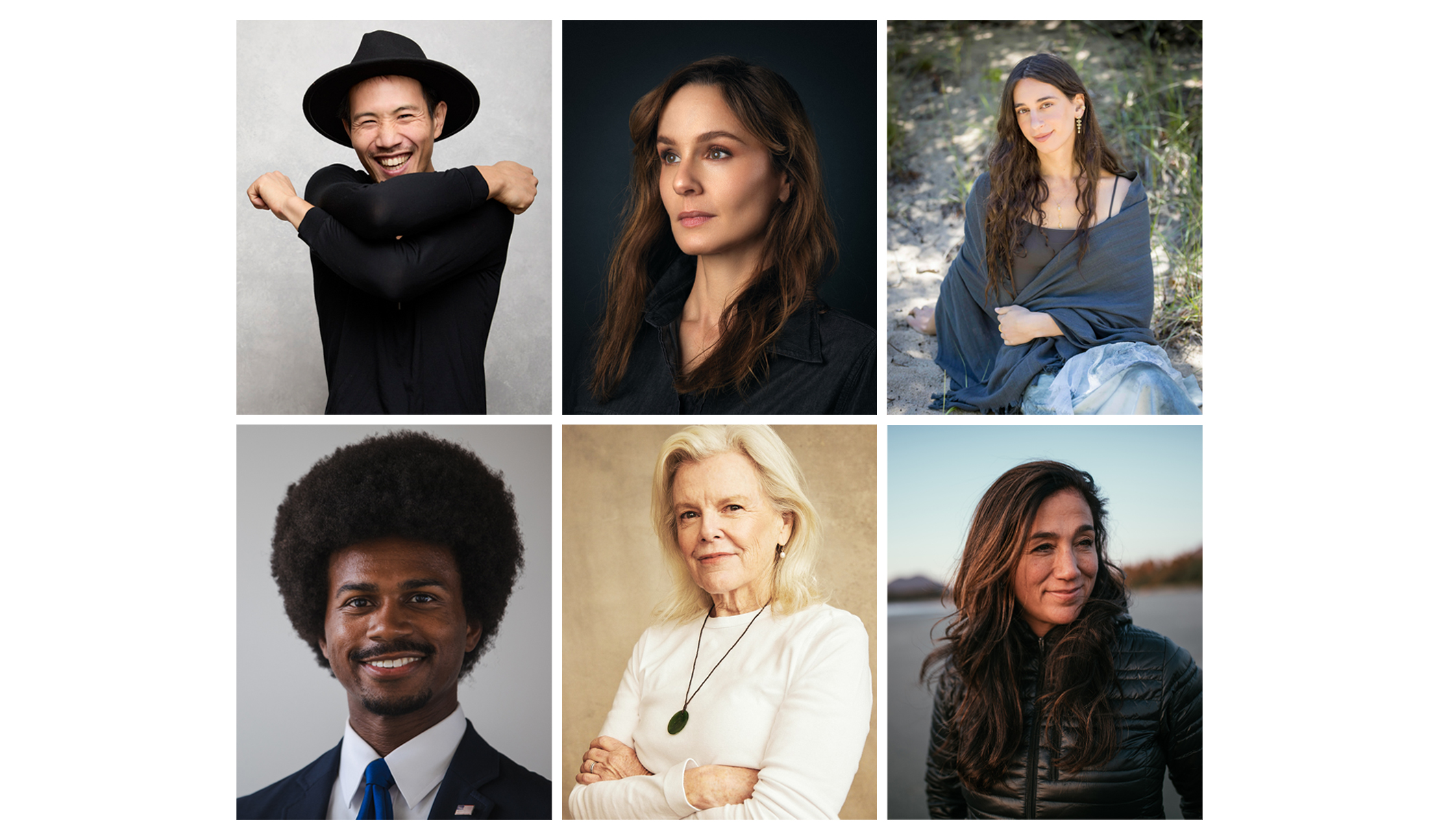 Images, left to right: Benjamin Von Wong, Sarah Wayne Callies, Willow Defebaugh, Justin J. Pearson, Kristine Tompkins, Cristina Mittermeier